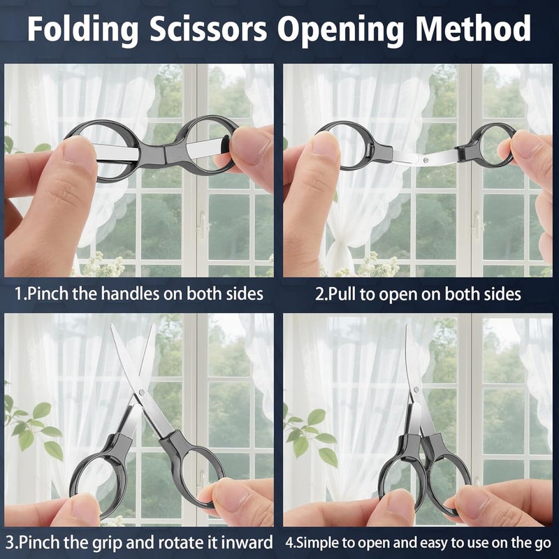 Hapdream 3 Pcs Folding Stainless Steel Portable Mini Badge Scissors with 3 Keychains, Safety Foldable Pocket Travel Small Scissors All Purpose for Nurse Accessories, Travel, Office, Craft, Sewing(Gray Black) - Image 2